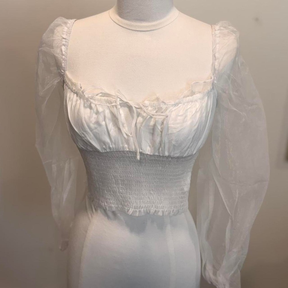 White Puff Sleeve Corset Top 🤍✨